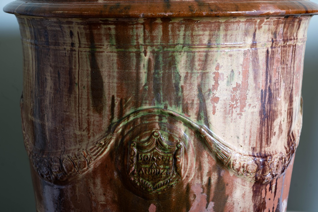 Boisset Anduze antique glazed French terracotta floor standing vases