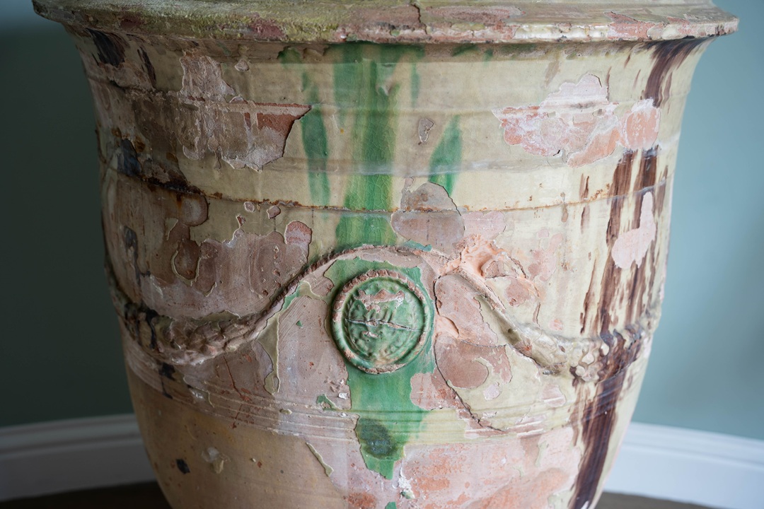 an early 1800's Louis Bourguet antique Anduze vase