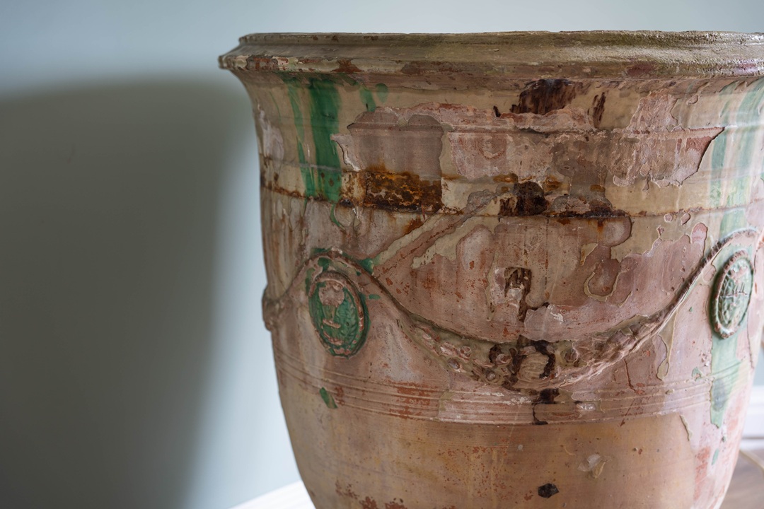 antique glazed terracotta French vase