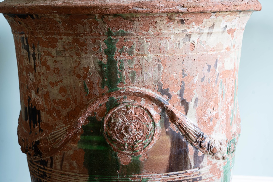 decorative antique floor standing terracotta glazed pots