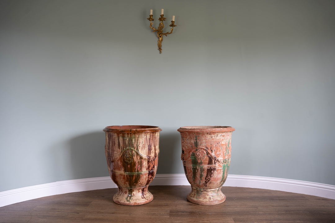 floor standing antique French terracotta vases