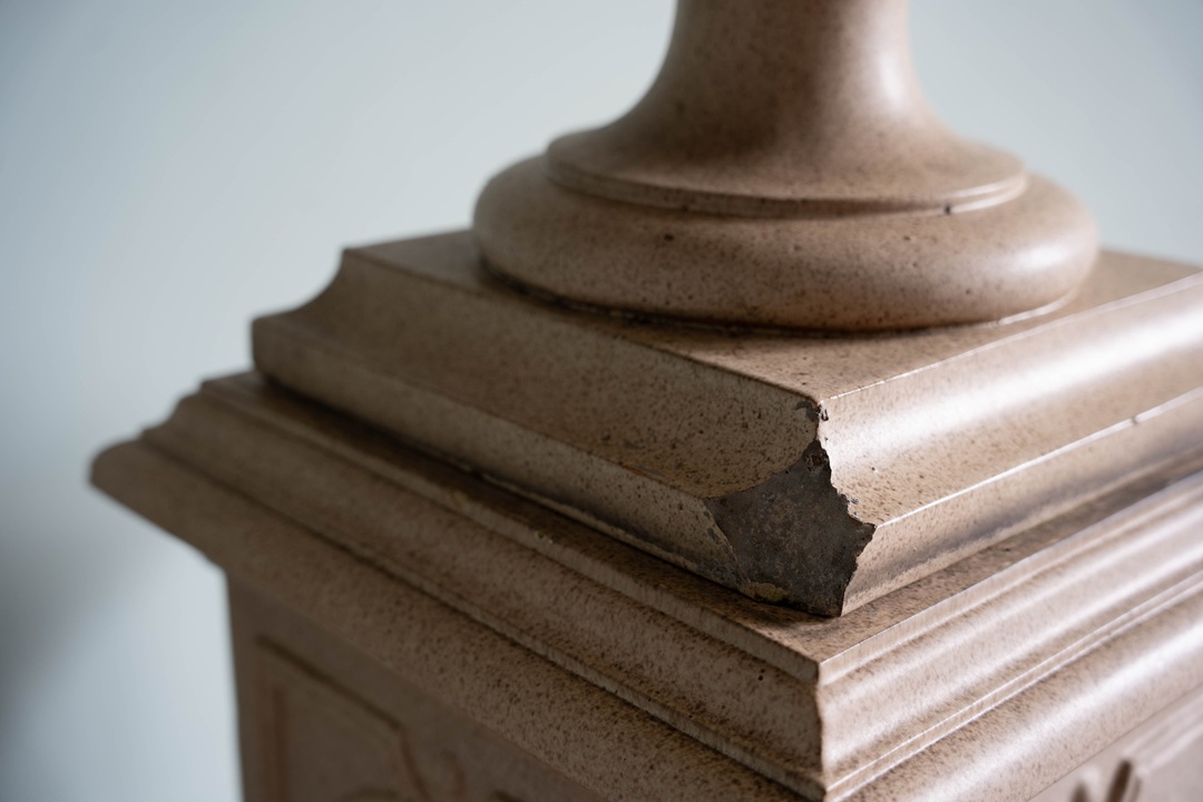 glazed terracotta antique garden urn with plinth from Leeds Fire Clay Company