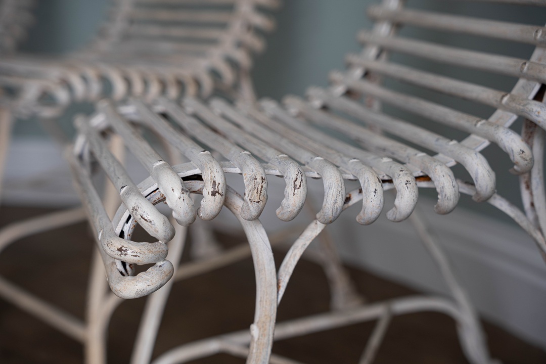 restored antique Arras French garden chairs