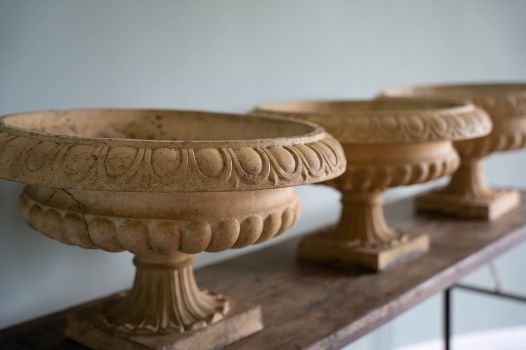 set of three garden urns ideal for interior design