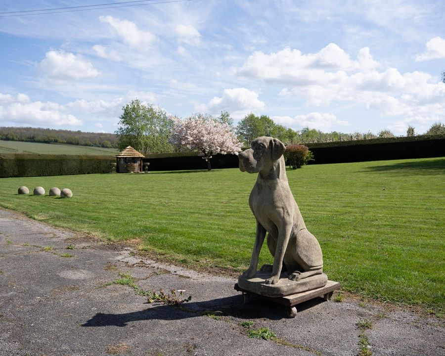 a garden dog statue Great Dane