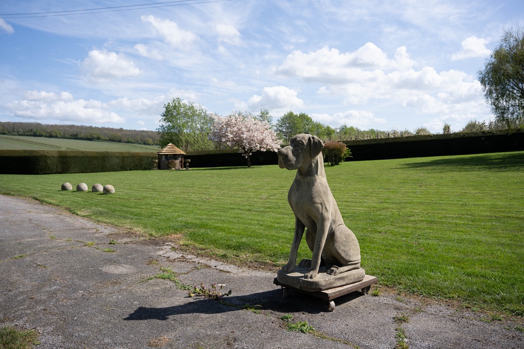 a garden dog statue Great Dane