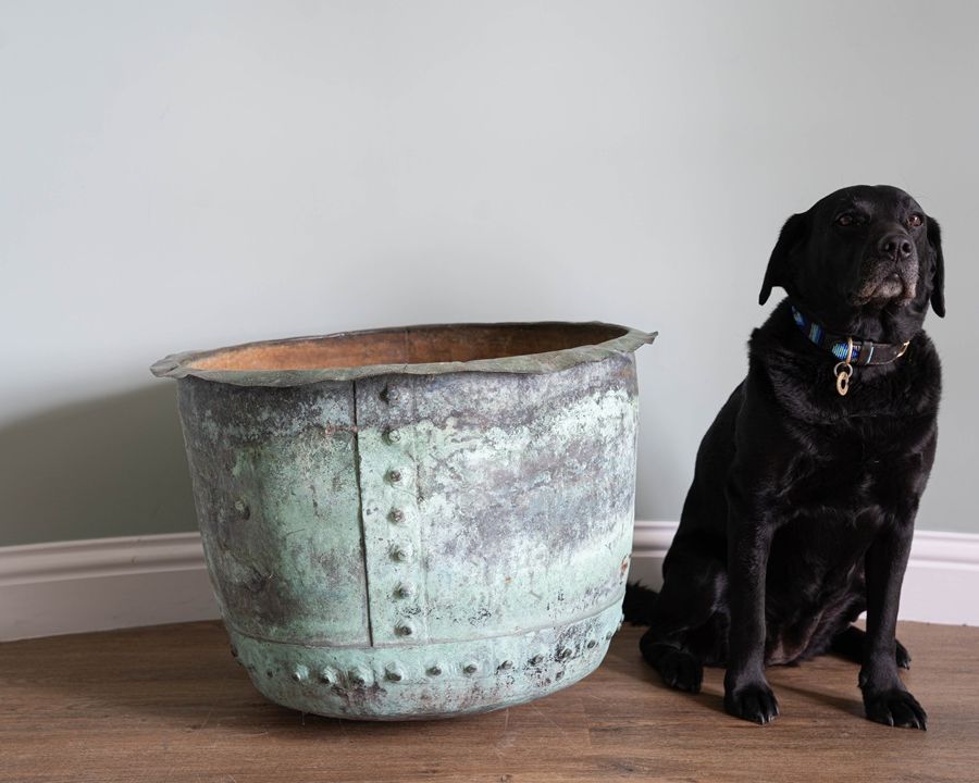 a large copper pot