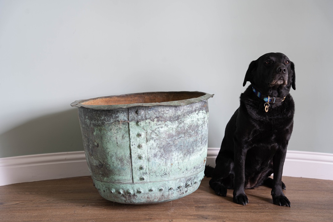 a large copper pot