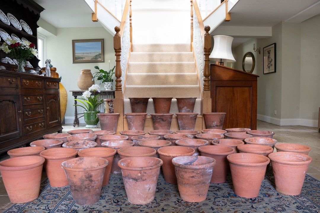 antique Sankey Bulwell garden terracotta pots