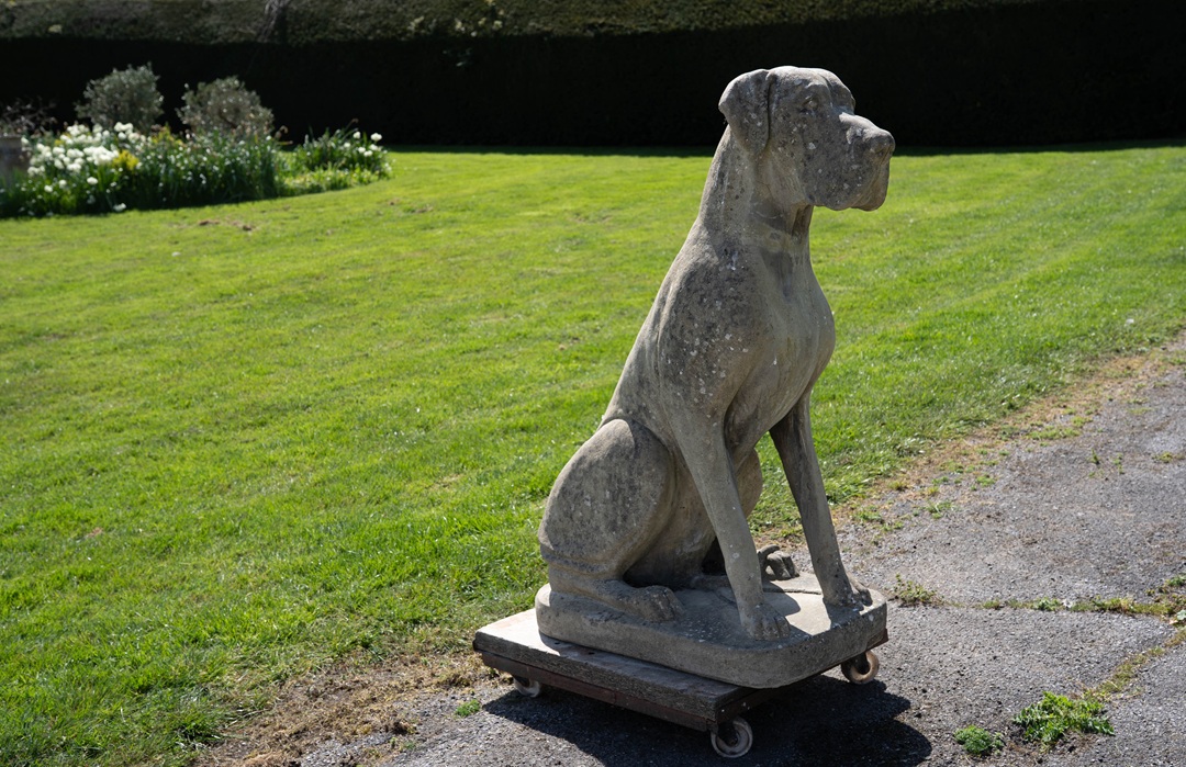 large vintage garden dog statue for the garden
