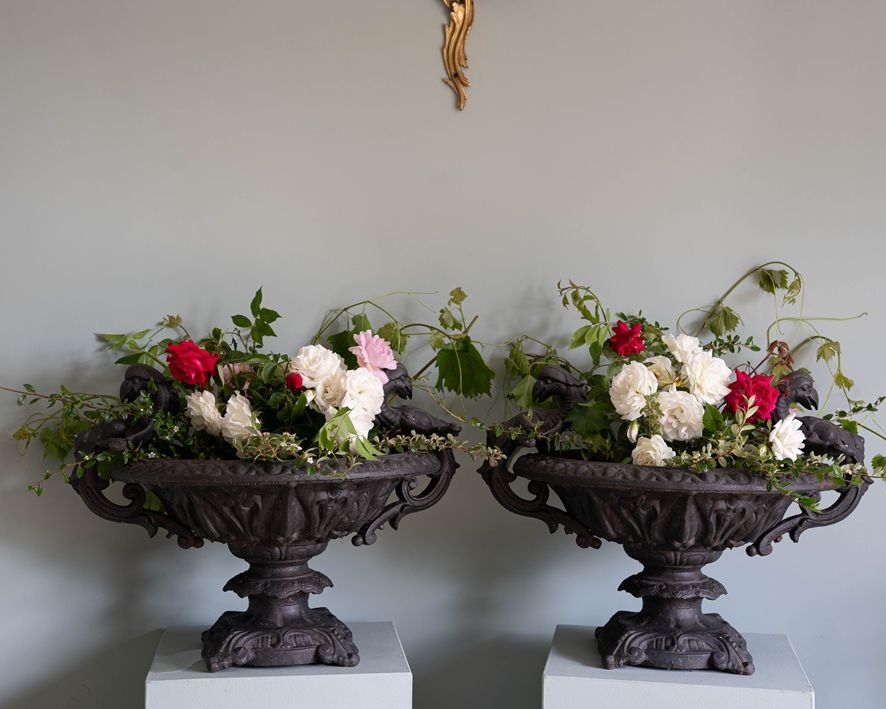 a pair of antique garden urns for sale