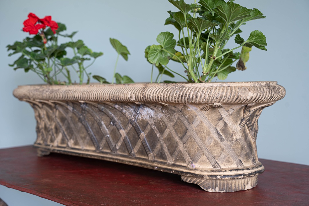 antique buff terracotta rectangular planter by J M Blashfield