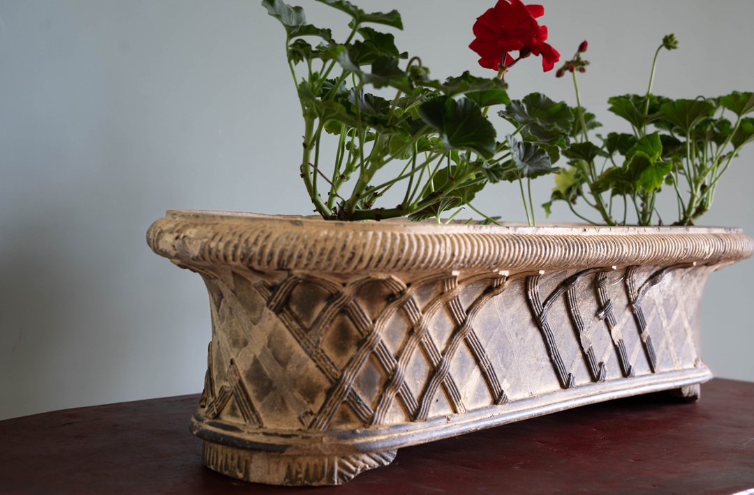 soft cream coloured antique terracotta from Dorset or Devon to make this antique Blashfield garden planter