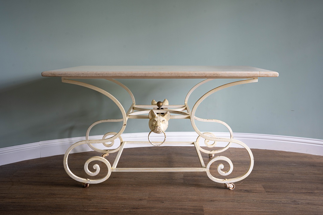 An antique French butchers table