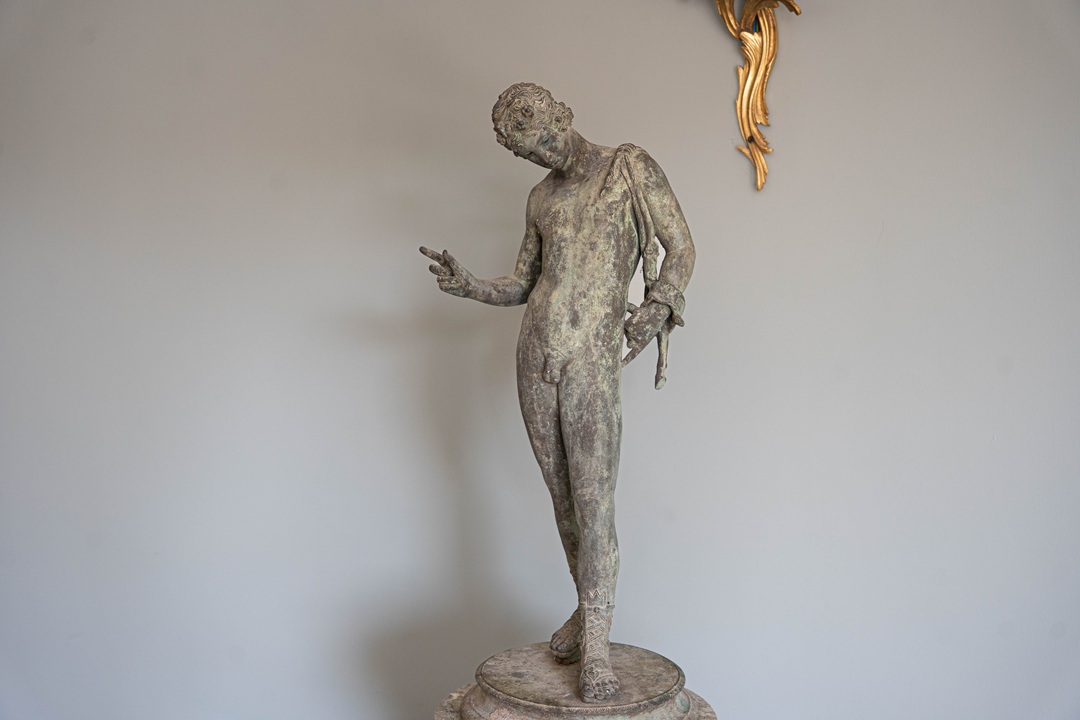 Narcissus antique garden or interior bronze sculpture