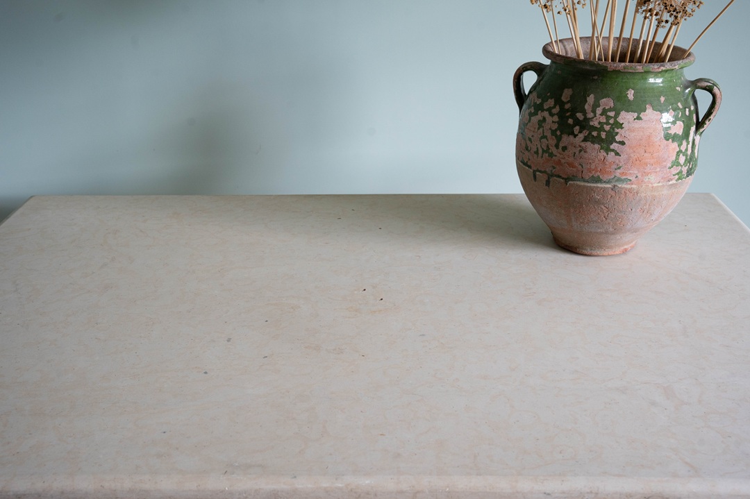 a marble topped French antique butchers table