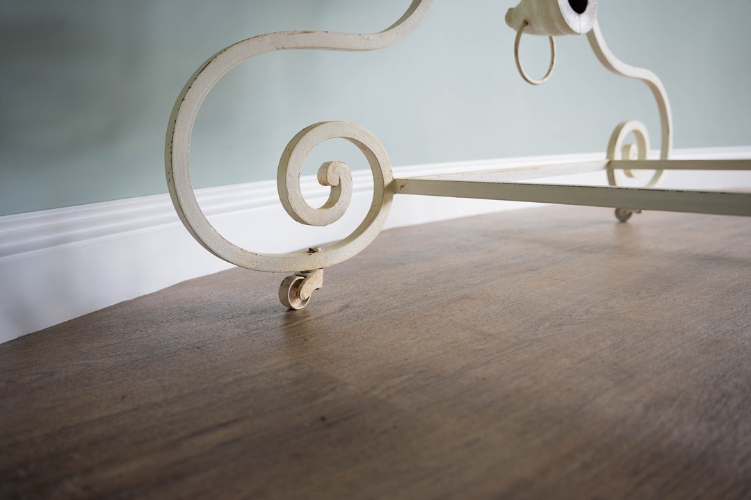 antique industrial cast iron marble topped French table