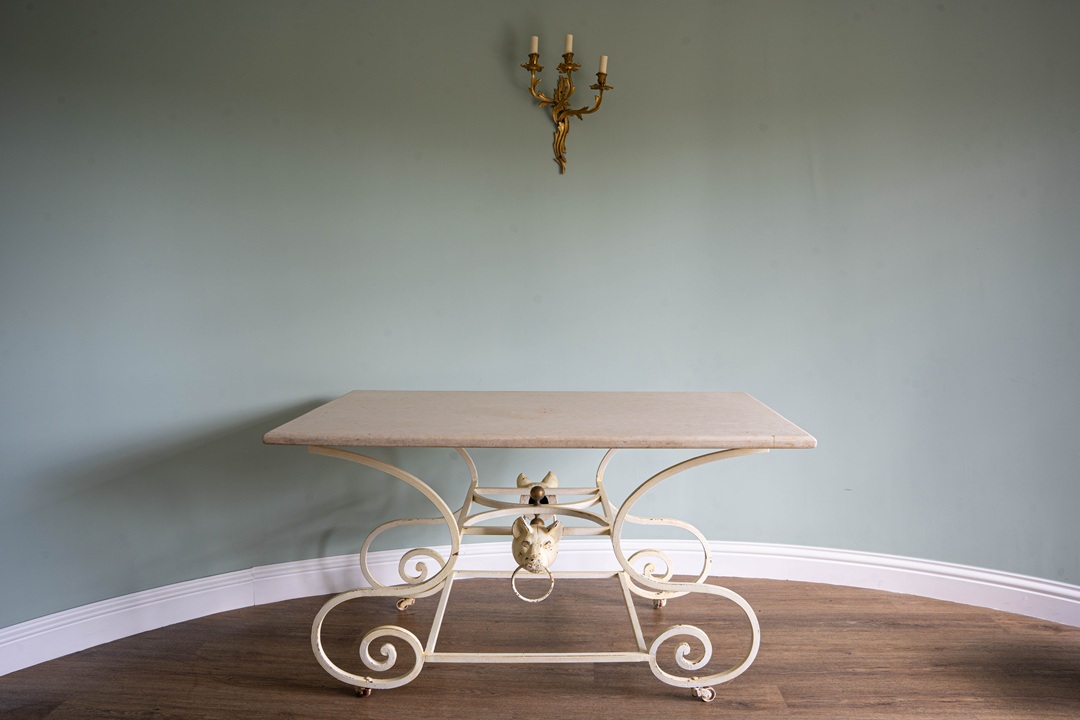 antique marble topped French butchers table