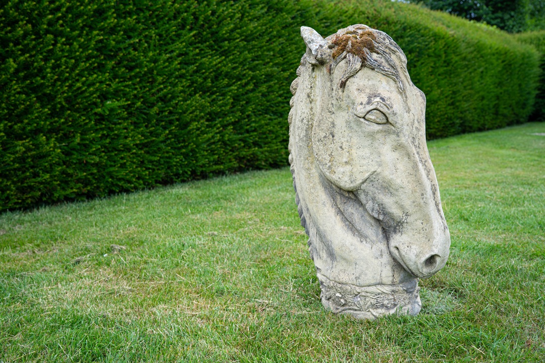 garden statue of a horses head