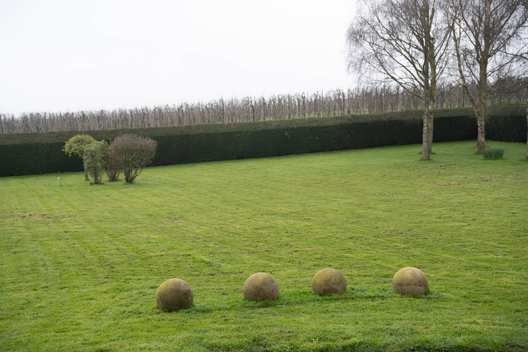 set of decorative stone balls