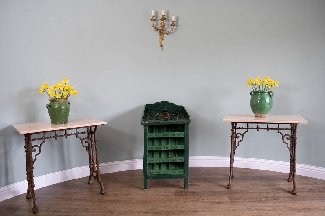 French antique green glazed confit pots