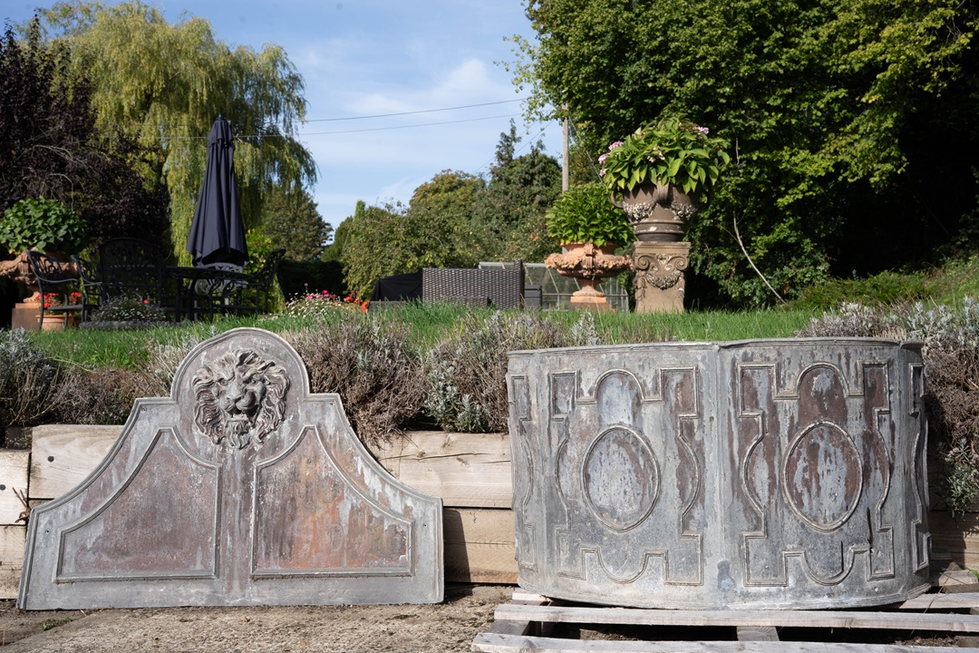 an antique garden wall lead fountain
