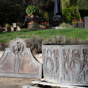an antique lead garden fountain