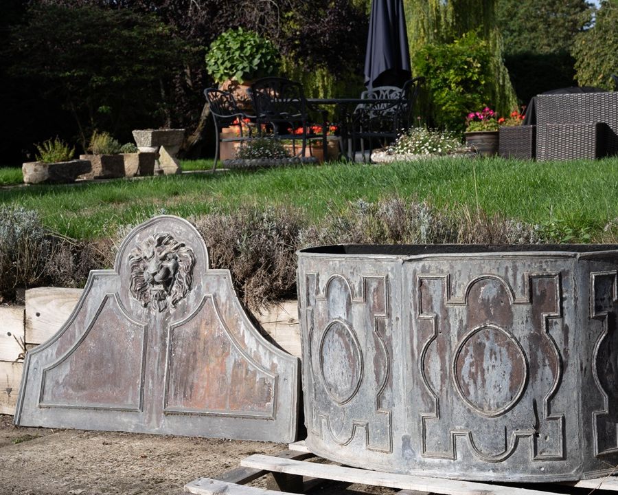 an antique lead garden fountain