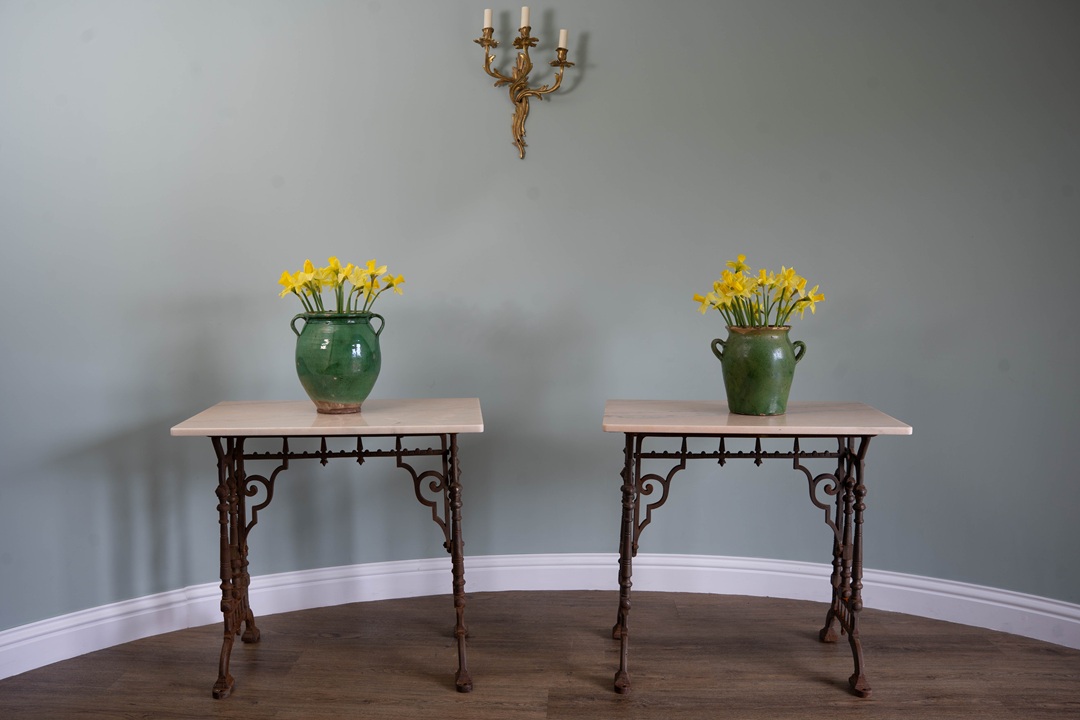 antique green French confit pots