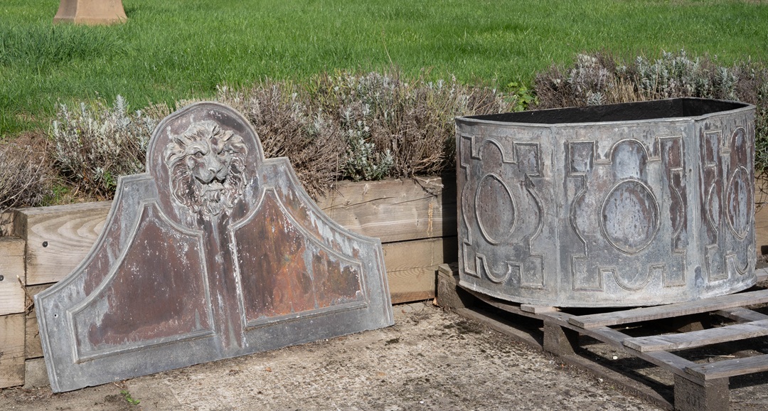 antique lead ciscern and matching wall spout