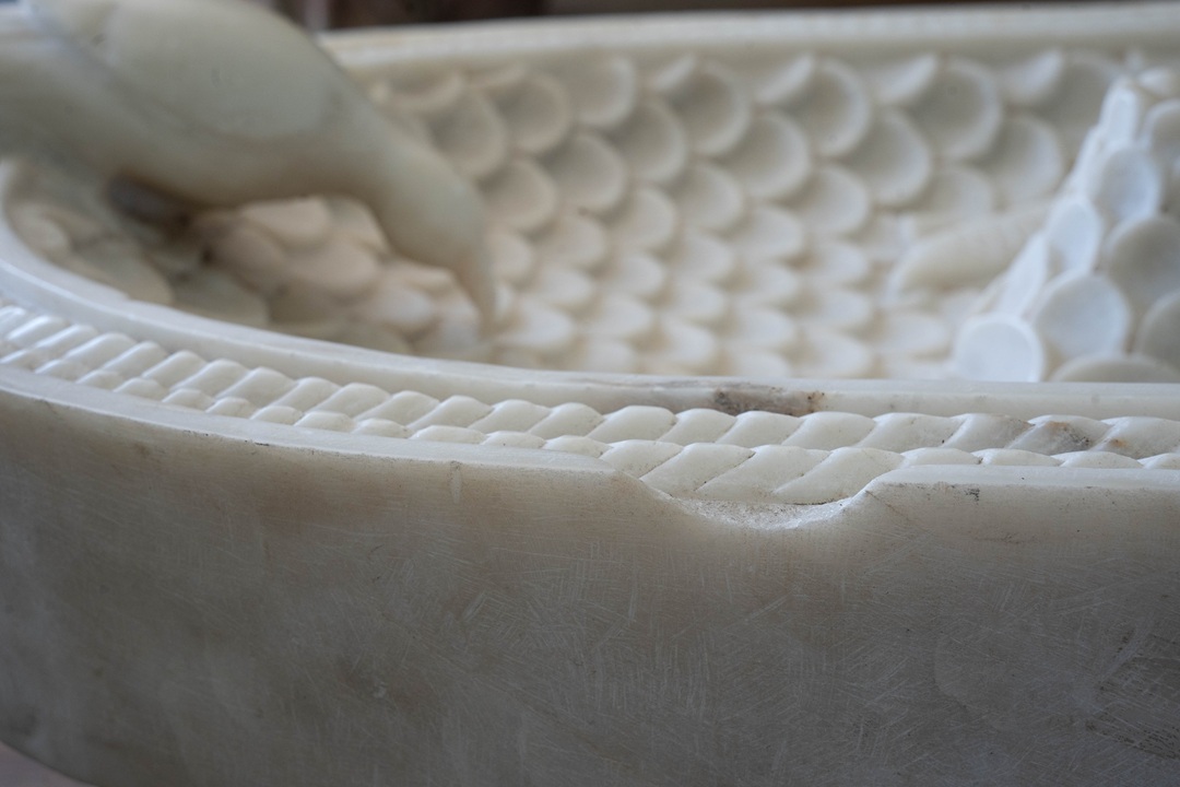 handcarved antique garden marble bird bath